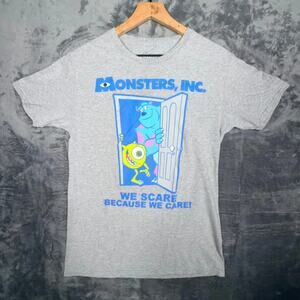 Disney Pixar Mens Monsters Inc T-Shirt S Gray Sulley Mike Graphic‎ Tee Movie SS